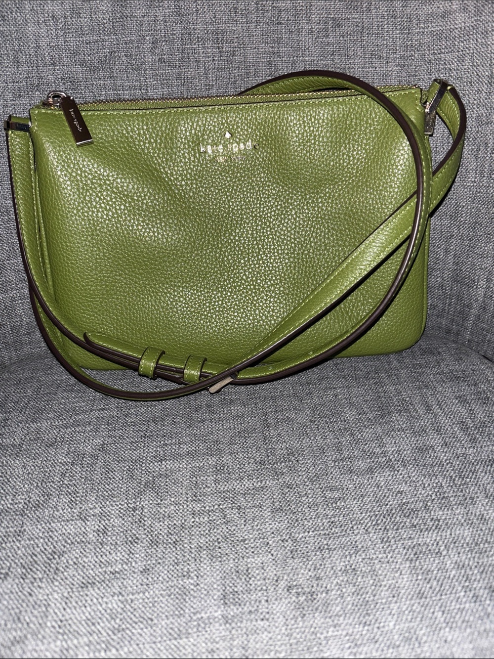 kate spade Olive Green Pebbled Leather Crossbody Bag